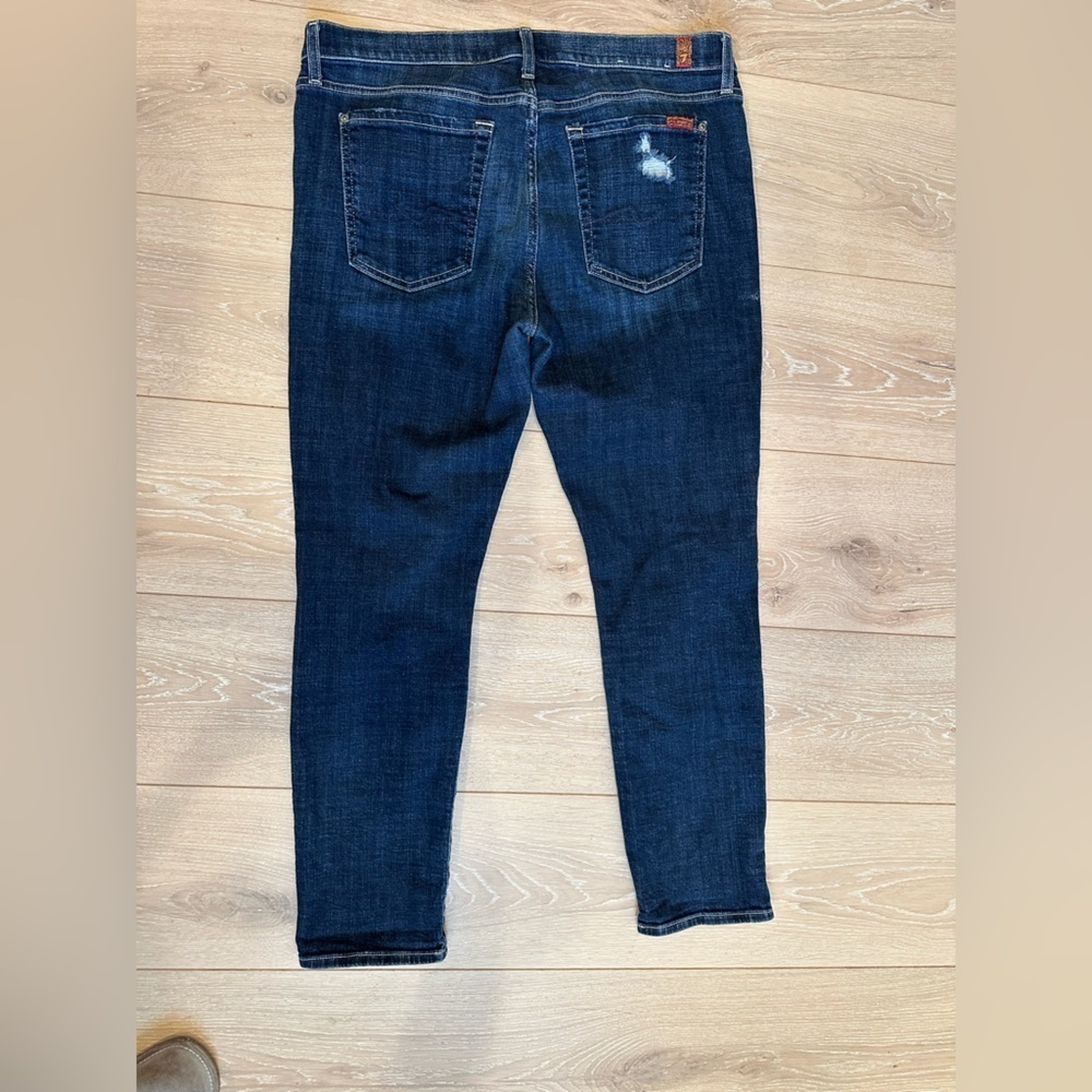 7 for all Mankind Josefina Skinny Boyfriend Destroyed Denim Jeans - Picture 6 of 9
